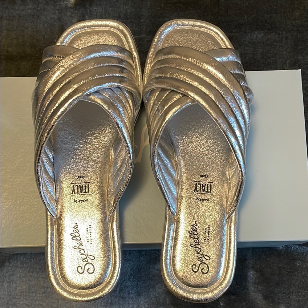 Seychelles Silver Mules with Elegant Metallic Finish